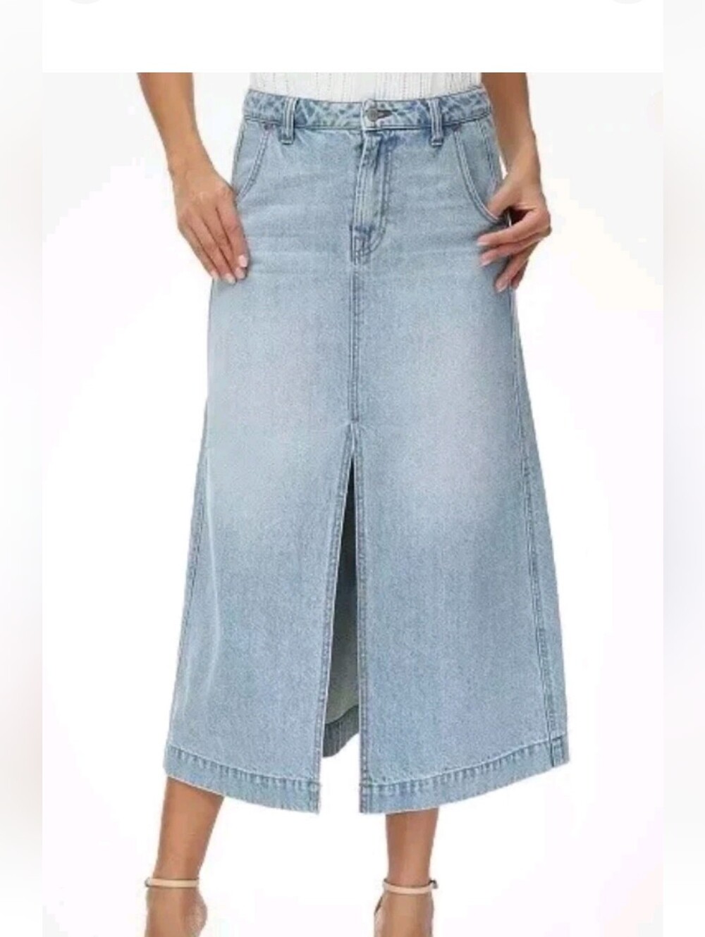 Frye Light Blue Denim Skirt with Slit 28/6